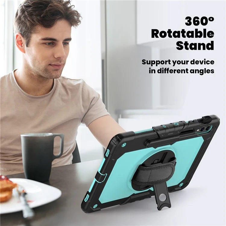 For Samsung Galaxy Tab S9 FE+ SM-X610 SM-X616B Tablet Cover PC+Silicone Case with PET Screen Protector and Kickstand