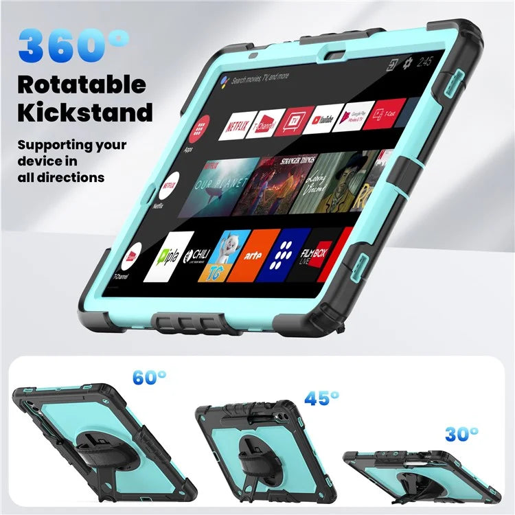 For Samsung Galaxy Tab S9 FE+ SM-X610 SM-X616B Tablet Cover PC+Silicone Case with PET Screen Protector and Kickstand