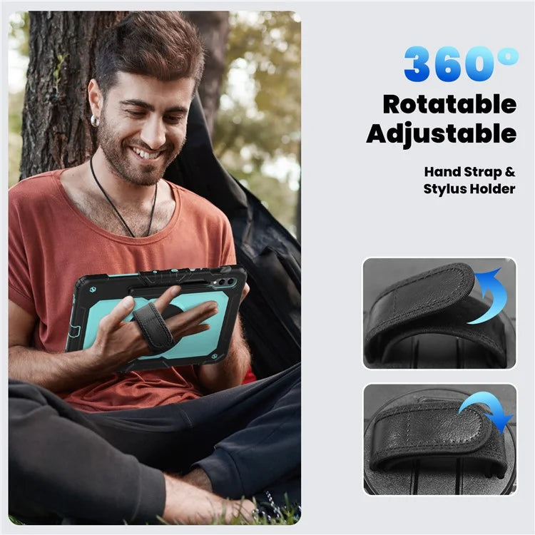 For Samsung Galaxy Tab S9 FE+ SM-X610 SM-X616B Tablet Cover PC+Silicone Case with PET Screen Protector and Kickstand