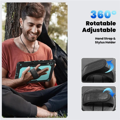 For Samsung Galaxy Tab S9 FE+ SM-X610 SM-X616B Tablet Cover PC+Silicone Case with PET Screen Protector and Kickstand