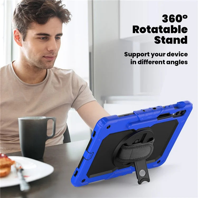 For Samsung Galaxy Tab S9 FE+ SM-X610 SM-X616B Tablet Cover PC+Silicone Case with PET Screen Protector and Kickstand