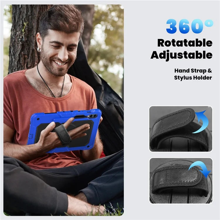 For Samsung Galaxy Tab S9 FE+ SM-X610 SM-X616B Tablet Cover PC+Silicone Case with PET Screen Protector and Kickstand