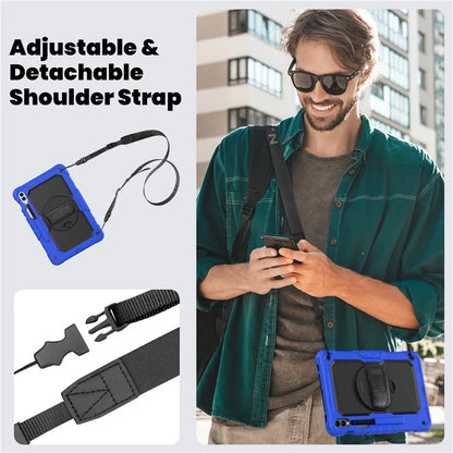For Samsung Galaxy Tab S9 FE+ SM-X610 SM-X616B Tablet Cover PC+Silicone Case with PET Screen Protector and Kickstand