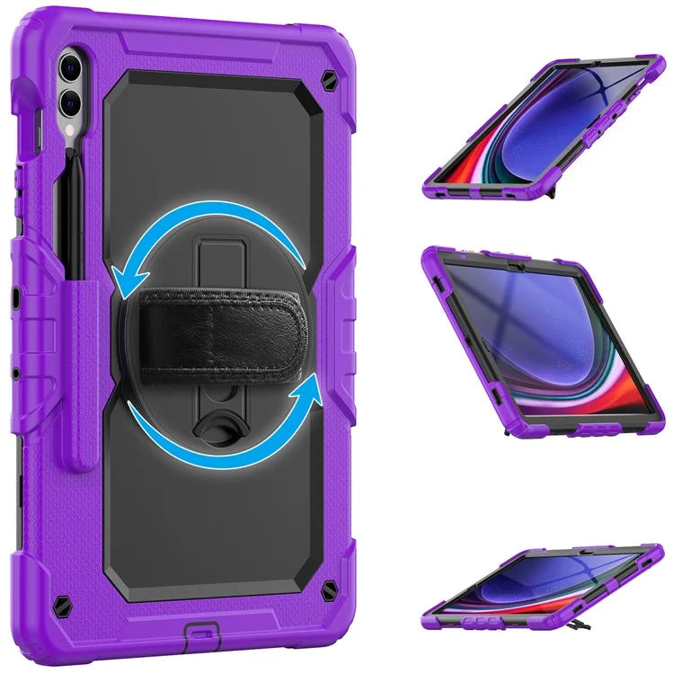 For Samsung Galaxy Tab S9 FE+ SM-X610 SM-X616B Tablet Cover PC+Silicone Case with PET Screen Protector and Kickstand