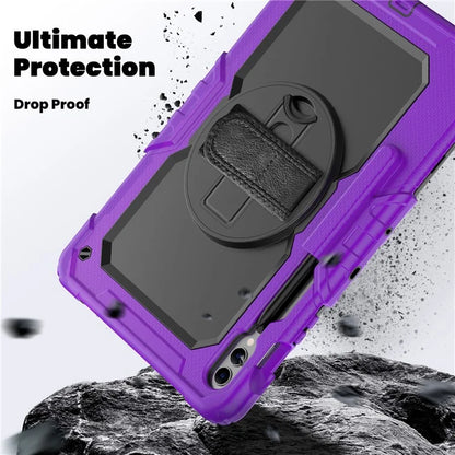 For Samsung Galaxy Tab S9 FE+ SM-X610 SM-X616B Tablet Cover PC+Silicone Case with PET Screen Protector and Kickstand
