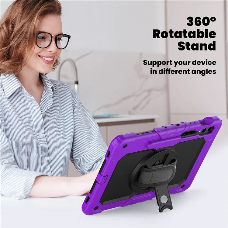 For Samsung Galaxy Tab S9 FE+ SM-X610 SM-X616B Tablet Cover PC+Silicone Case with PET Screen Protector and Kickstand