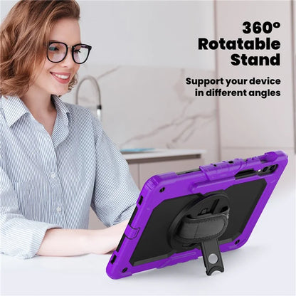 For Samsung Galaxy Tab S9 FE+ SM-X610 SM-X616B Tablet Cover PC+Silicone Case with PET Screen Protector and Kickstand
