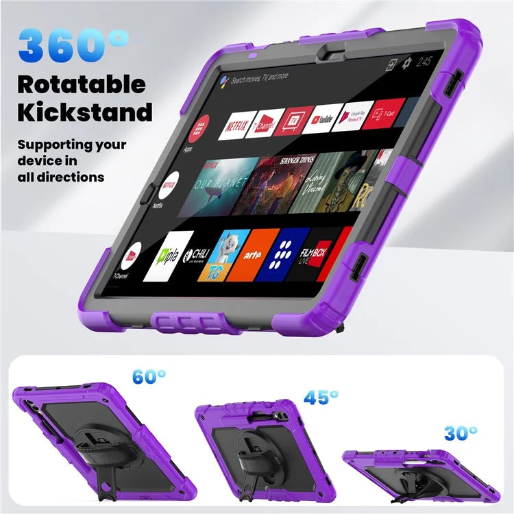 For Samsung Galaxy Tab S9 FE+ SM-X610 SM-X616B Tablet Cover PC+Silicone Case with PET Screen Protector and Kickstand