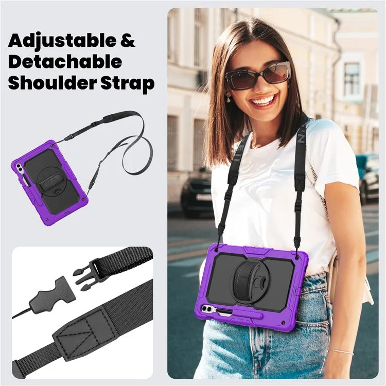 For Samsung Galaxy Tab S9 FE+ SM-X610 SM-X616B Tablet Cover PC+Silicone Case with PET Screen Protector and Kickstand