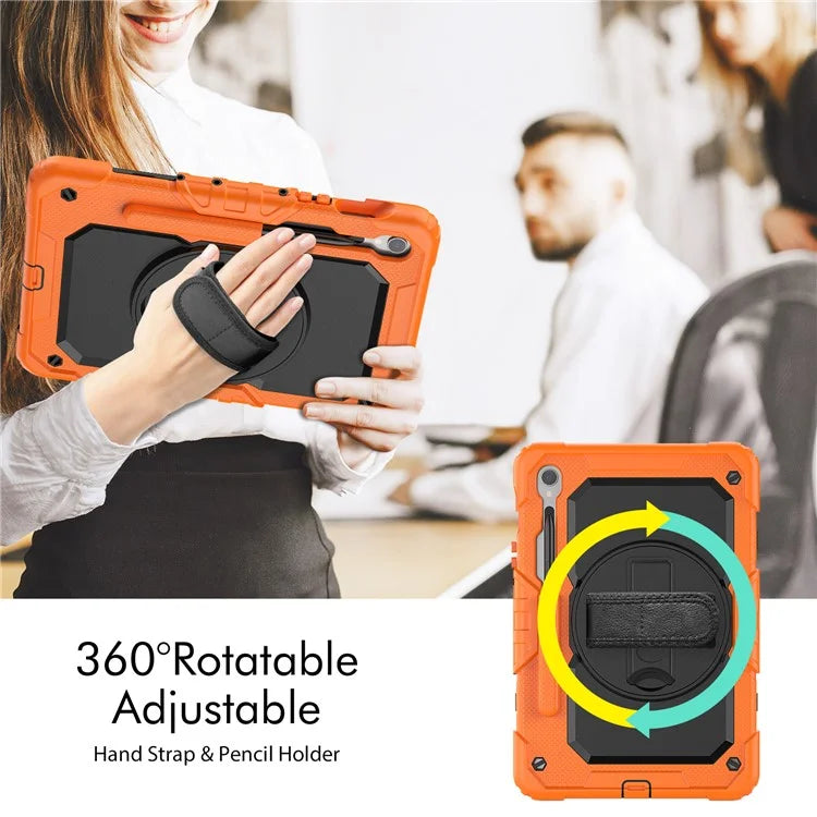 For Samsung Galaxy Tab S9 FE SM-X510 SM-X516B PC+Silicone Cover  Kickstand Tablet Case with PET Screen Protector and Hand Strap