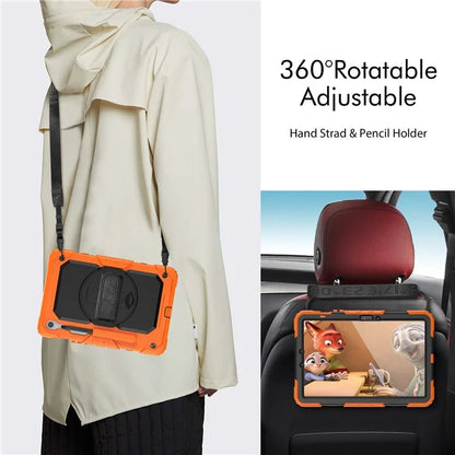For Samsung Galaxy Tab S9 FE SM-X510 SM-X516B PC+Silicone Cover  Kickstand Tablet Case with PET Screen Protector and Hand Strap