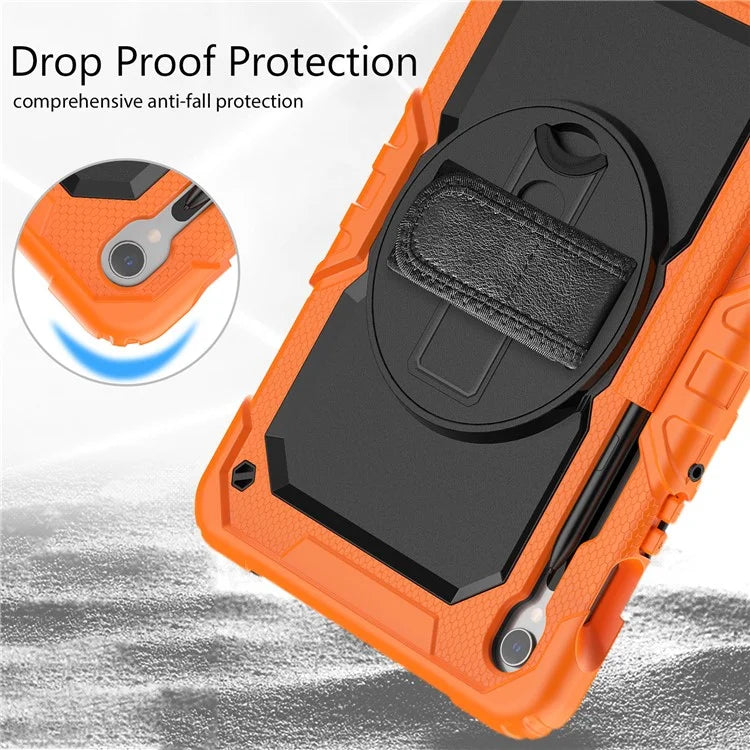 For Samsung Galaxy Tab S9 FE SM-X510 SM-X516B PC+Silicone Cover  Kickstand Tablet Case with PET Screen Protector and Hand Strap