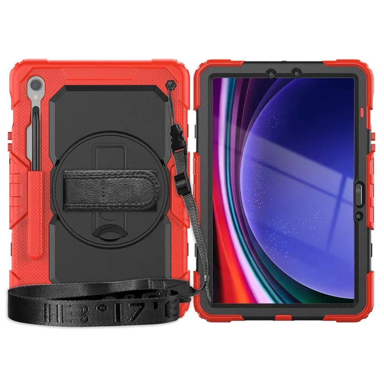 For Samsung Galaxy Tab S9 FE SM-X510 SM-X516B PC+Silicone Cover  Kickstand Tablet Case with PET Screen Protector and Hand Strap