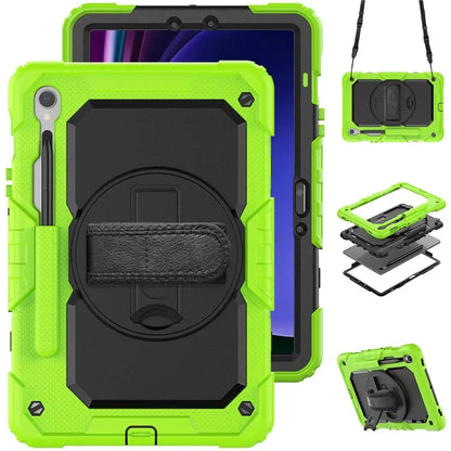 For Samsung Galaxy Tab S9 FE SM-X510 SM-X516B PC+Silicone Cover  Kickstand Tablet Case with PET Screen Protector and Hand Strap