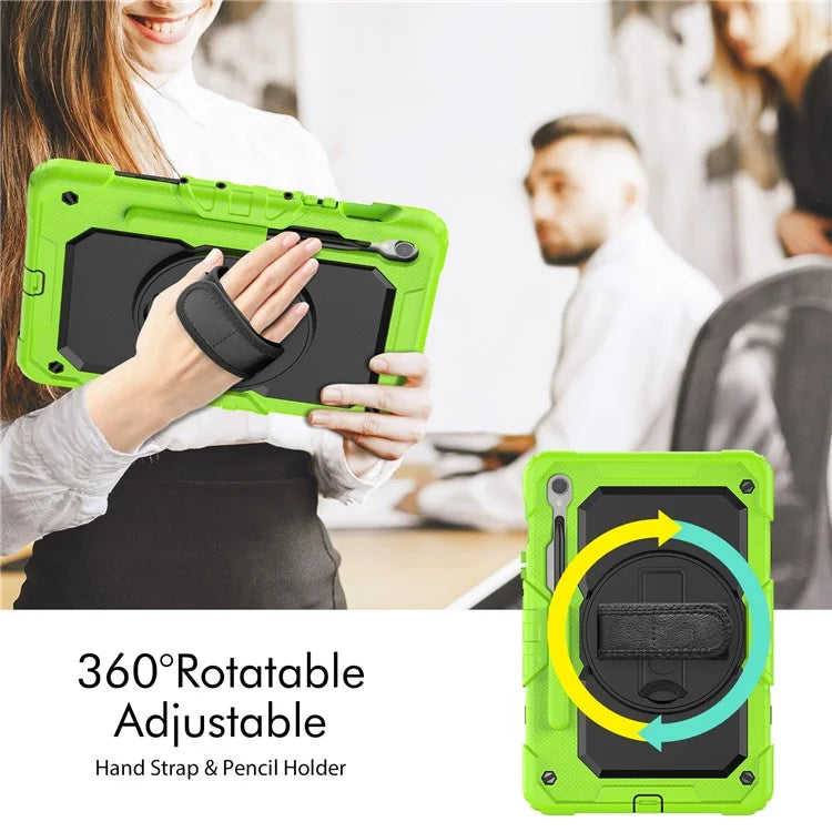 For Samsung Galaxy Tab S9 FE SM-X510 SM-X516B PC+Silicone Cover  Kickstand Tablet Case with PET Screen Protector and Hand Strap