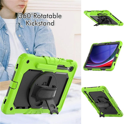 For Samsung Galaxy Tab S9 FE SM-X510 SM-X516B PC+Silicone Cover  Kickstand Tablet Case with PET Screen Protector and Hand Strap