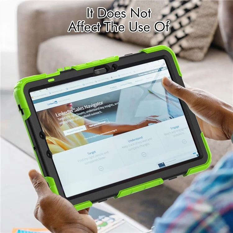 For Samsung Galaxy Tab S9 FE SM-X510 SM-X516B PC+Silicone Cover  Kickstand Tablet Case with PET Screen Protector and Hand Strap