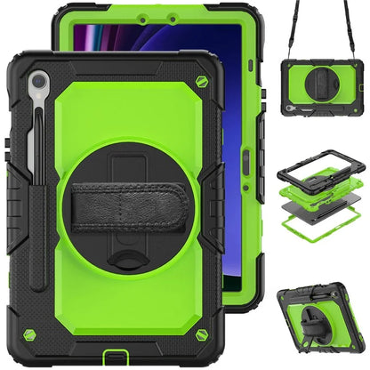 For Samsung Galaxy Tab S9 FE SM-X510 SM-X516B PC+Silicone Cover  Kickstand Tablet Case with PET Screen Protector and Hand Strap