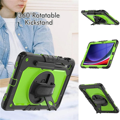 For Samsung Galaxy Tab S9 FE SM-X510 SM-X516B PC+Silicone Cover  Kickstand Tablet Case with PET Screen Protector and Hand Strap