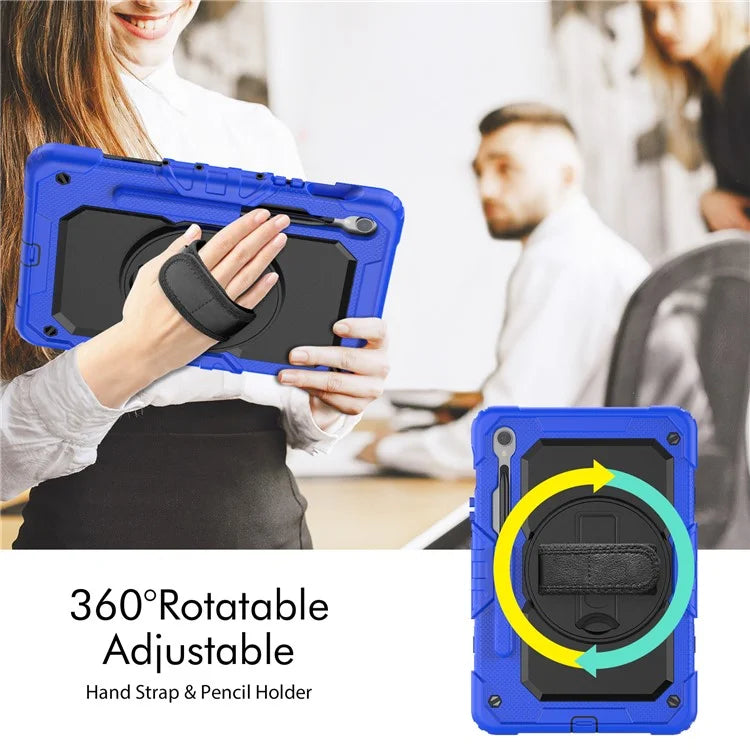 For Samsung Galaxy Tab S9 FE SM-X510 SM-X516B PC+Silicone Cover  Kickstand Tablet Case with PET Screen Protector and Hand Strap
