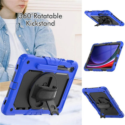 For Samsung Galaxy Tab S9 FE SM-X510 SM-X516B PC+Silicone Cover  Kickstand Tablet Case with PET Screen Protector and Hand Strap