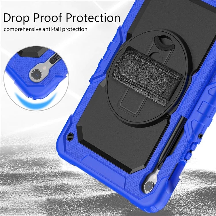 For Samsung Galaxy Tab S9 FE SM-X510 SM-X516B PC+Silicone Cover  Kickstand Tablet Case with PET Screen Protector and Hand Strap