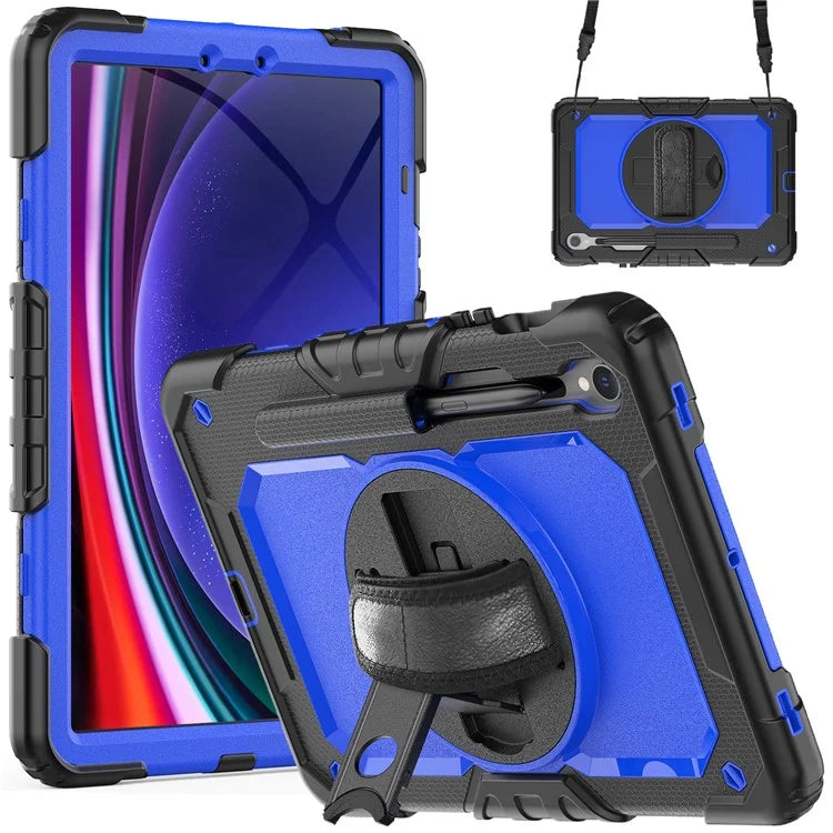 For Samsung Galaxy Tab S9 FE SM-X510 SM-X516B PC+Silicone Cover  Kickstand Tablet Case with PET Screen Protector and Hand Strap