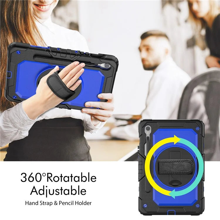 For Samsung Galaxy Tab S9 FE SM-X510 SM-X516B PC+Silicone Cover  Kickstand Tablet Case with PET Screen Protector and Hand Strap