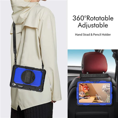 For Samsung Galaxy Tab S9 FE SM-X510 SM-X516B PC+Silicone Cover  Kickstand Tablet Case with PET Screen Protector and Hand Strap