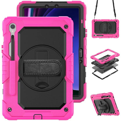 For Samsung Galaxy Tab S9 FE SM-X510 SM-X516B PC+Silicone Cover  Kickstand Tablet Case with PET Screen Protector and Hand Strap