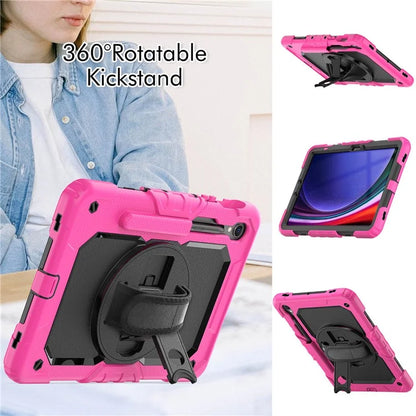 For Samsung Galaxy Tab S9 FE SM-X510 SM-X516B PC+Silicone Cover  Kickstand Tablet Case with PET Screen Protector and Hand Strap