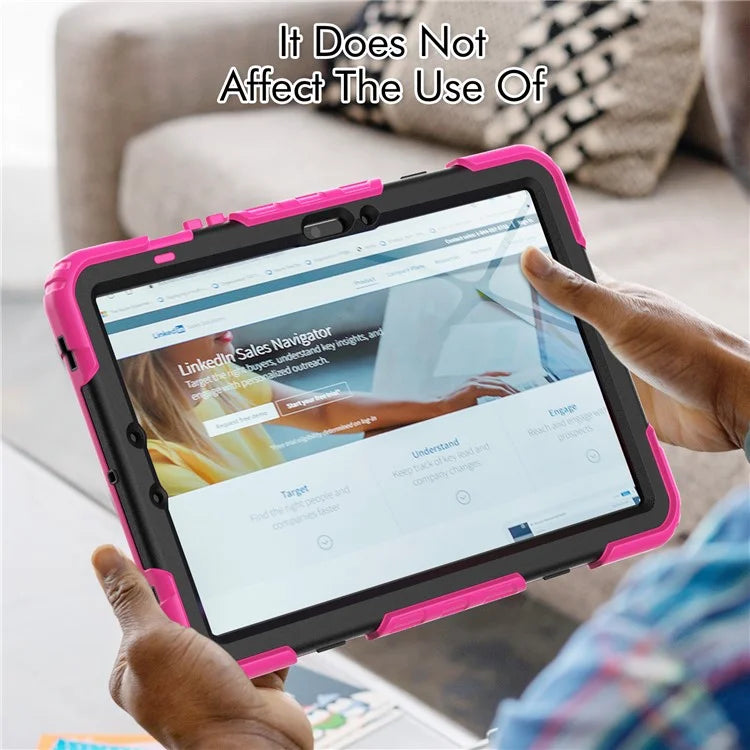 For Samsung Galaxy Tab S9 FE SM-X510 SM-X516B PC+Silicone Cover  Kickstand Tablet Case with PET Screen Protector and Hand Strap