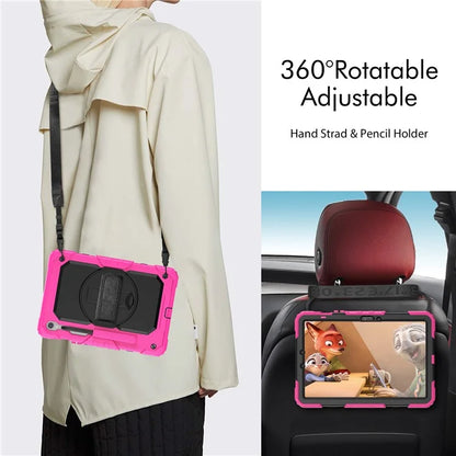 For Samsung Galaxy Tab S9 FE SM-X510 SM-X516B PC+Silicone Cover  Kickstand Tablet Case with PET Screen Protector and Hand Strap