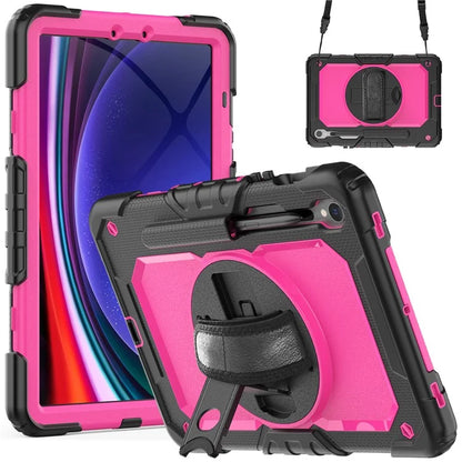 For Samsung Galaxy Tab S9 FE SM-X510 SM-X516B PC+Silicone Cover  Kickstand Tablet Case with PET Screen Protector and Hand Strap