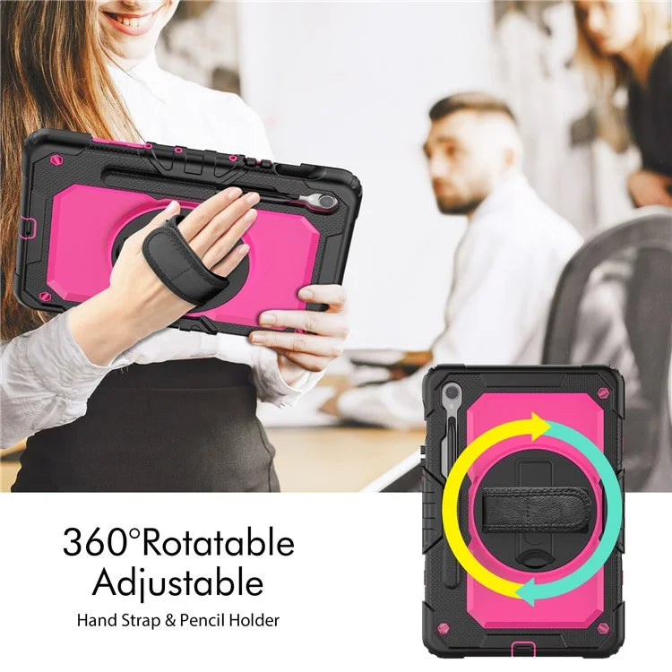 For Samsung Galaxy Tab S9 FE SM-X510 SM-X516B PC+Silicone Cover  Kickstand Tablet Case with PET Screen Protector and Hand Strap