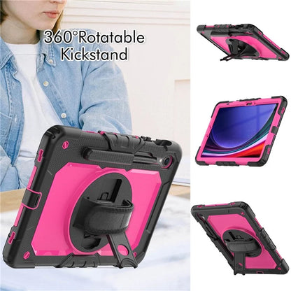 For Samsung Galaxy Tab S9 FE SM-X510 SM-X516B PC+Silicone Cover  Kickstand Tablet Case with PET Screen Protector and Hand Strap
