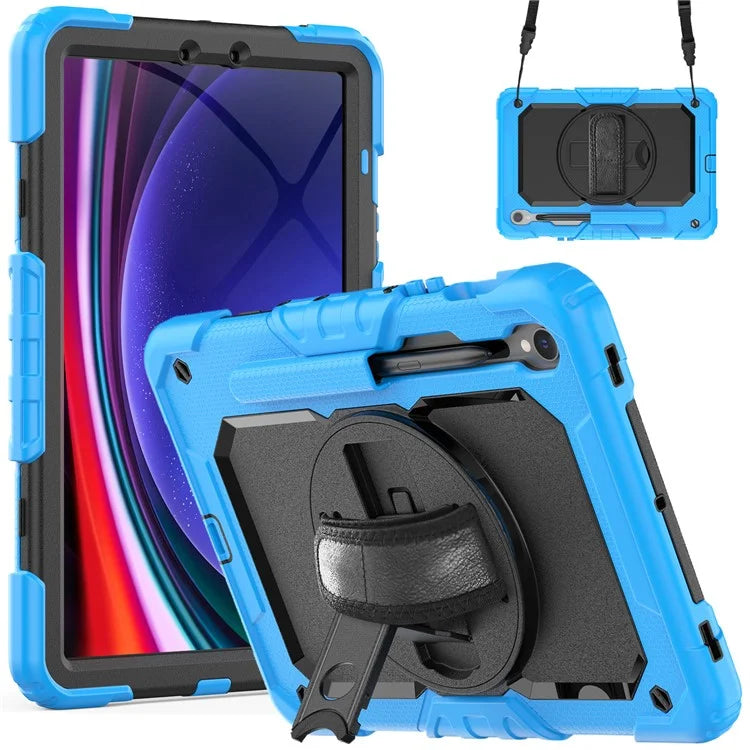For Samsung Galaxy Tab S9 FE SM-X510 SM-X516B PC+Silicone Cover  Kickstand Tablet Case with PET Screen Protector and Hand Strap