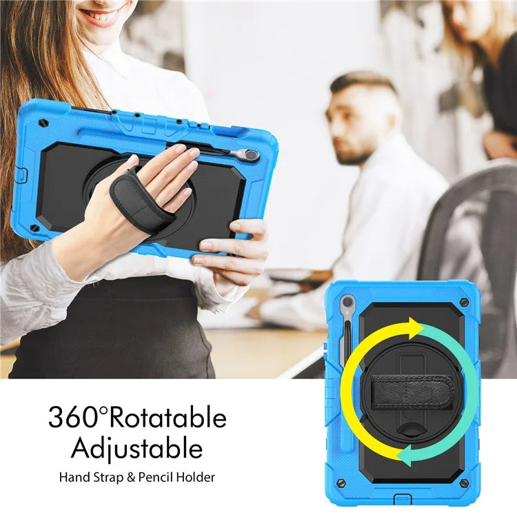 For Samsung Galaxy Tab S9 FE SM-X510 SM-X516B PC+Silicone Cover  Kickstand Tablet Case with PET Screen Protector and Hand Strap