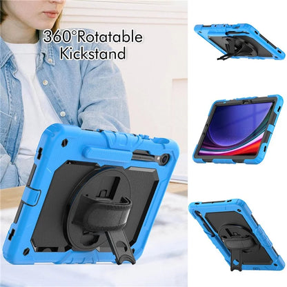 For Samsung Galaxy Tab S9 FE SM-X510 SM-X516B PC+Silicone Cover  Kickstand Tablet Case with PET Screen Protector and Hand Strap