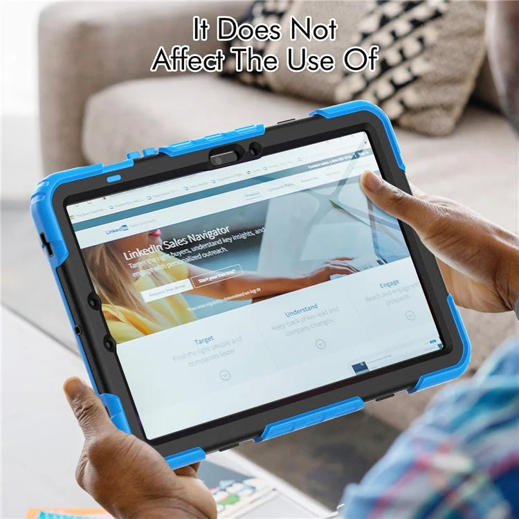 For Samsung Galaxy Tab S9 FE SM-X510 SM-X516B PC+Silicone Cover  Kickstand Tablet Case with PET Screen Protector and Hand Strap