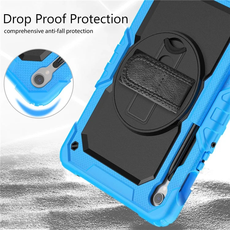 For Samsung Galaxy Tab S9 FE SM-X510 SM-X516B PC+Silicone Cover  Kickstand Tablet Case with PET Screen Protector and Hand Strap