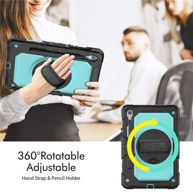 For Samsung Galaxy Tab S9 FE SM-X510 SM-X516B PC+Silicone Cover  Kickstand Tablet Case with PET Screen Protector and Hand Strap