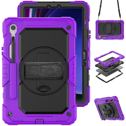 For Samsung Galaxy Tab S9 FE SM-X510 SM-X516B PC+Silicone Cover  Kickstand Tablet Case with PET Screen Protector and Hand Strap