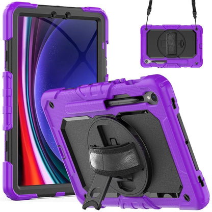 For Samsung Galaxy Tab S9 FE SM-X510 SM-X516B PC+Silicone Cover  Kickstand Tablet Case with PET Screen Protector and Hand Strap