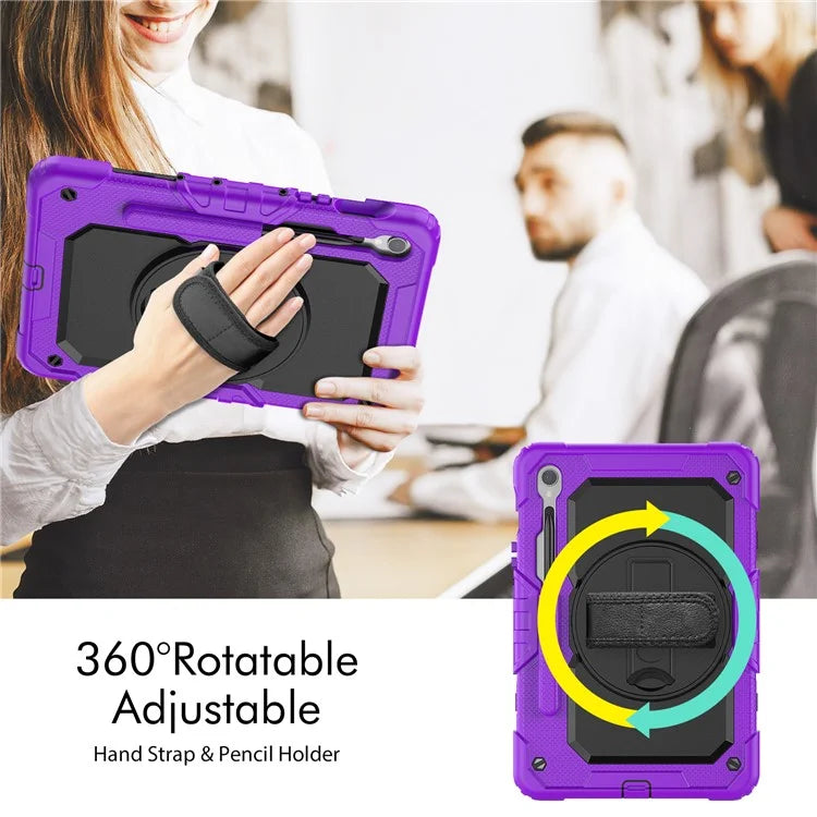 For Samsung Galaxy Tab S9 FE SM-X510 SM-X516B PC+Silicone Cover  Kickstand Tablet Case with PET Screen Protector and Hand Strap