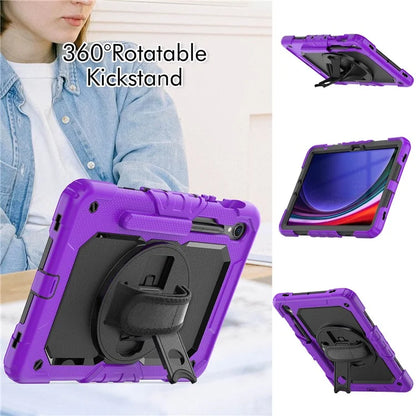 For Samsung Galaxy Tab S9 FE SM-X510 SM-X516B PC+Silicone Cover  Kickstand Tablet Case with PET Screen Protector and Hand Strap