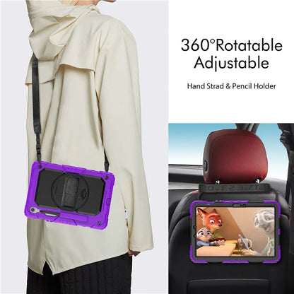 For Samsung Galaxy Tab S9 FE SM-X510 SM-X516B PC+Silicone Cover  Kickstand Tablet Case with PET Screen Protector and Hand Strap