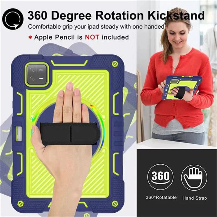 For Xiaomi Pad 6 / Pad 6 Pro Kickstand Cover Shock Absorbent Silicone+PC Tablet Case with Shoulder Strap