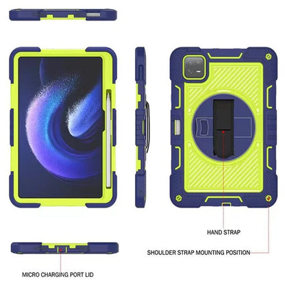 For Xiaomi Pad 6 / Pad 6 Pro Kickstand Cover Shock Absorbent Silicone+PC Tablet Case with Shoulder Strap