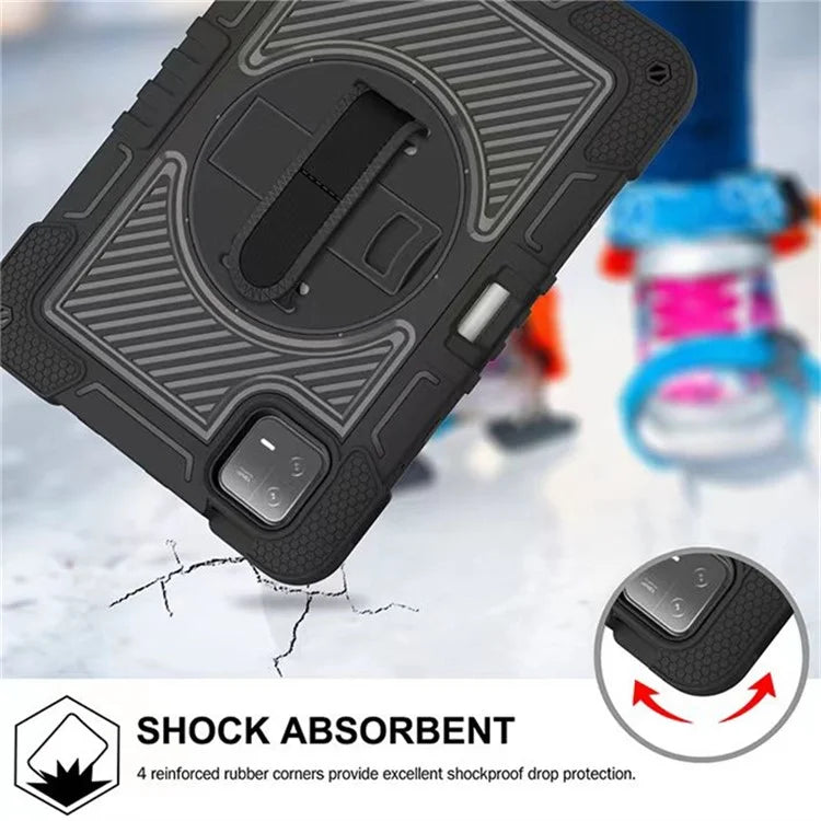 For Xiaomi Pad 6 / Pad 6 Pro Kickstand Cover Shock Absorbent Silicone+PC Tablet Case with Shoulder Strap